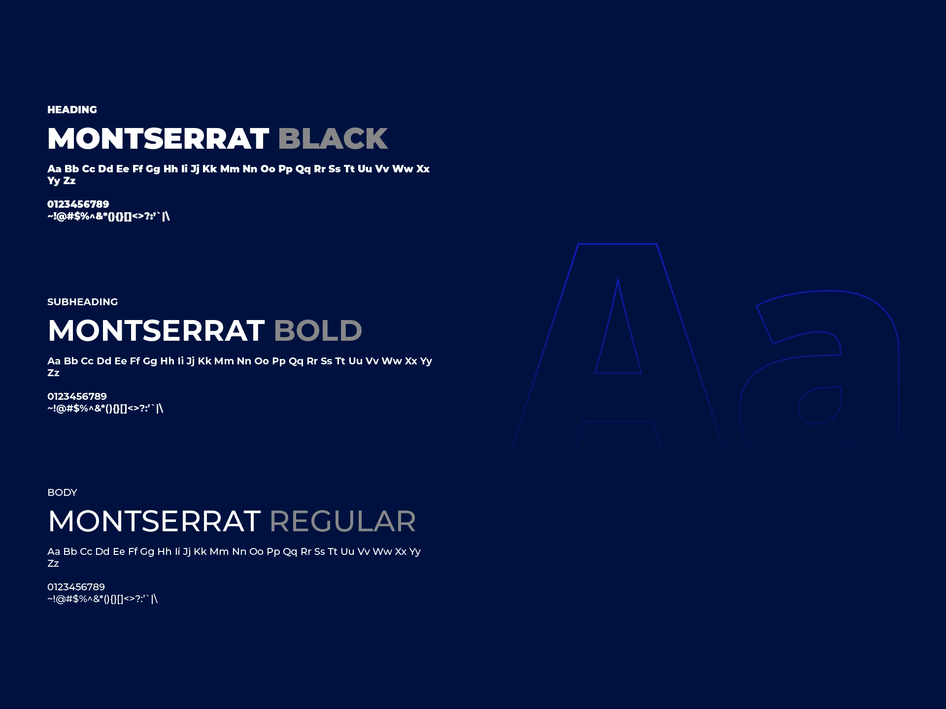 Alpom's typography choice: Monserrat - Black for titles, Bold for subheading, and Regular for body.